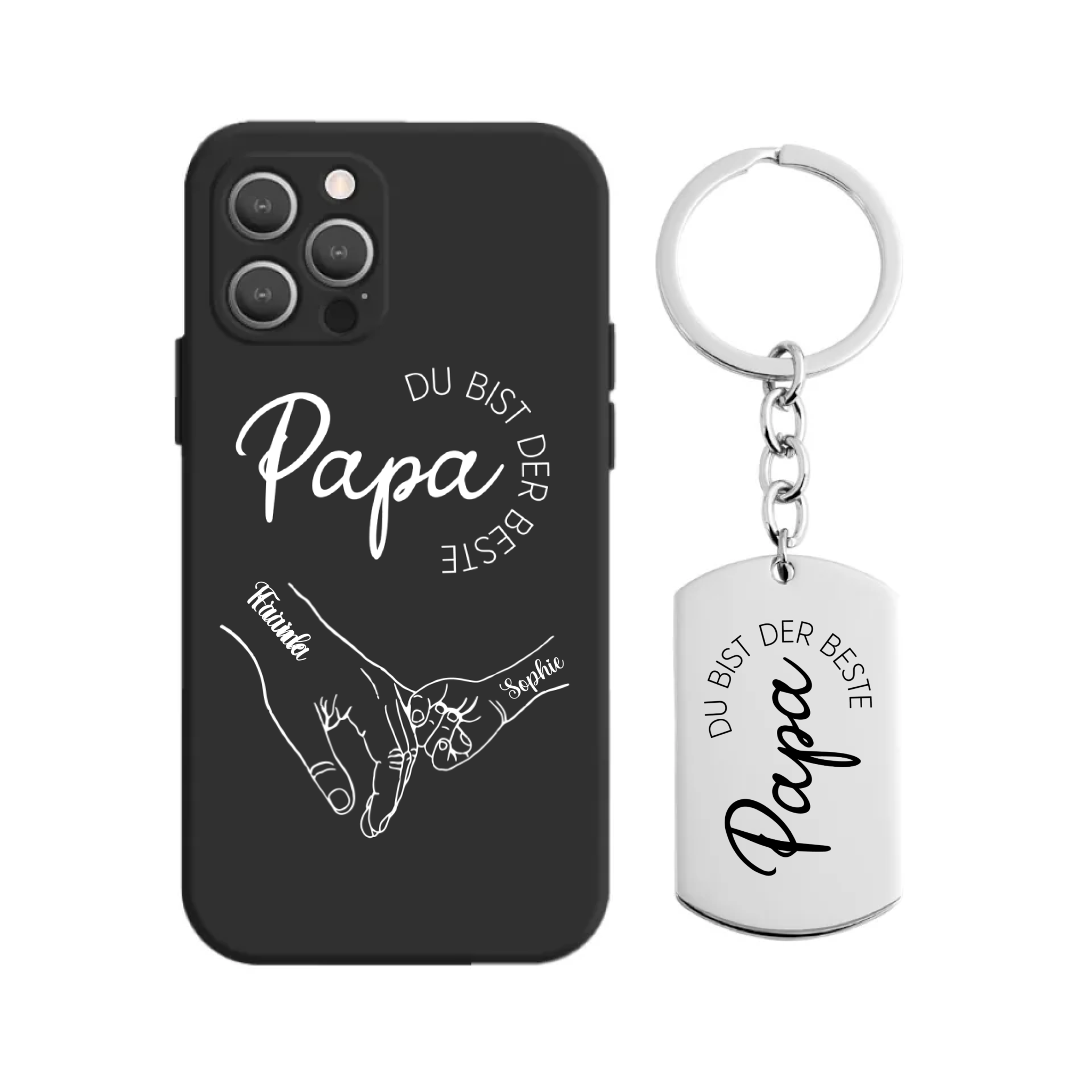 Bester Papa oder beste Mama mit Kinder Namen & Edelstahl Schlüsselanhänger