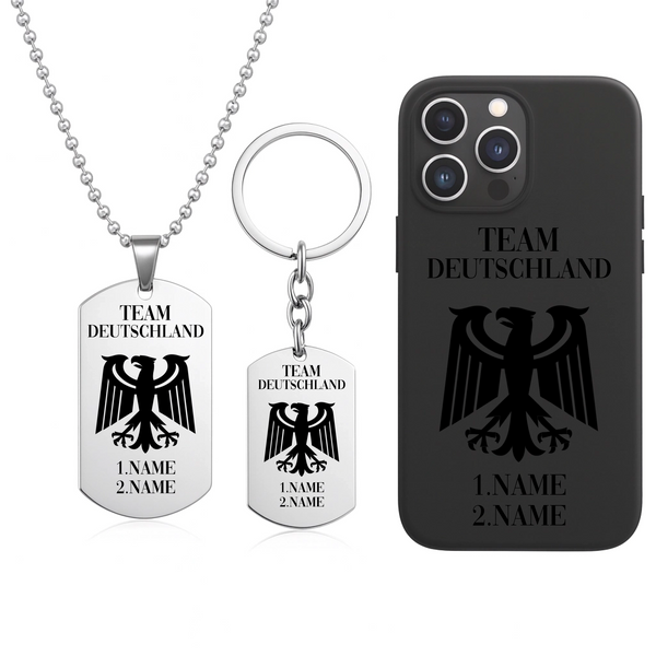 Team Deutschland Set 1x Handyhülle, 1x Halskette & 1x Schlüsselanhänger