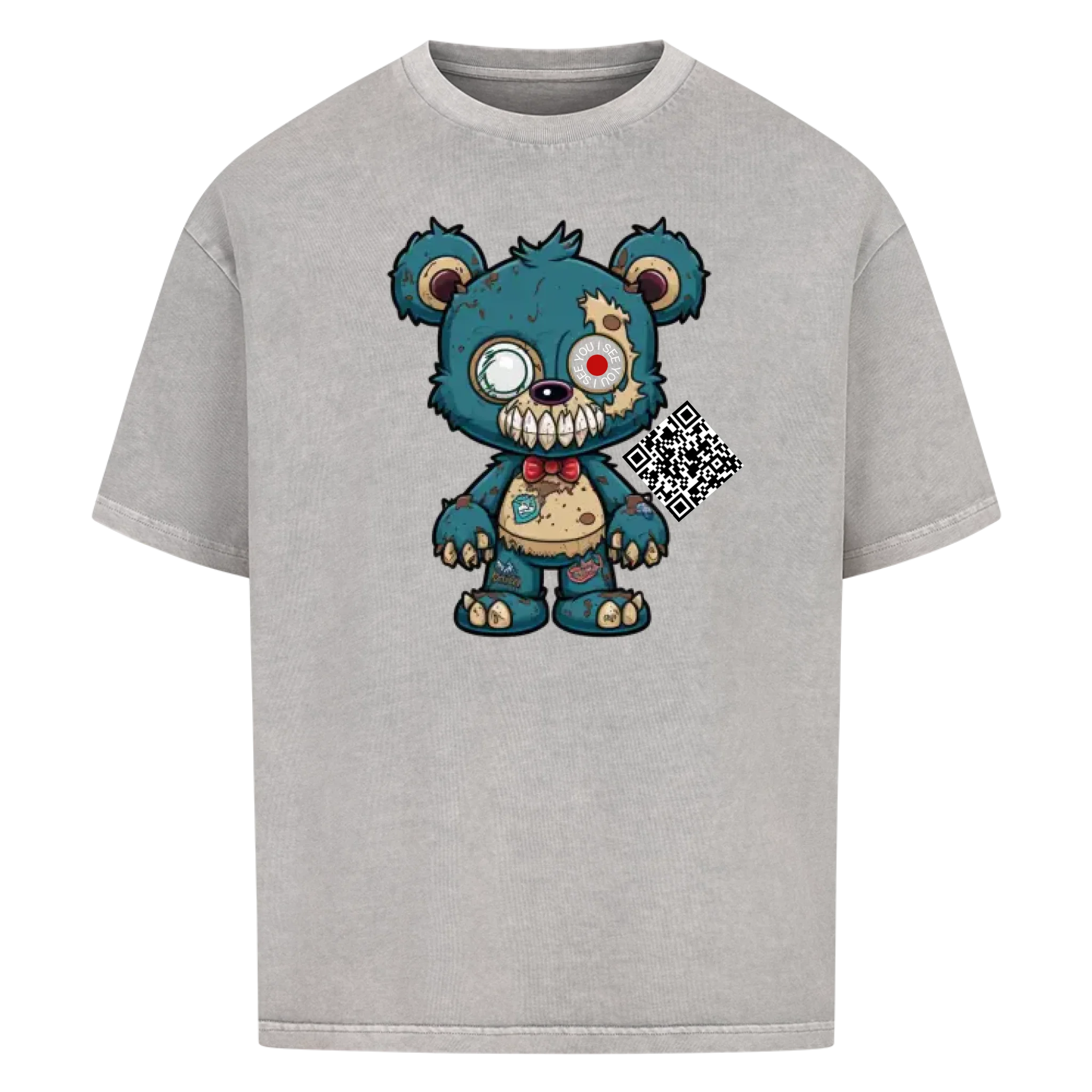 Zombie Teddy mit QR Code Oversize T-Shirt Vancy