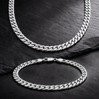 Edelstahl Panzerkette und Armband Set 6mm