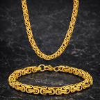 Edelstahl Goldfarbe-Set Königskette & Königsarmband 6mm