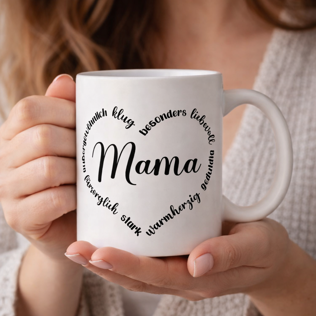 Mama Herzensmensch – Keramiktasse mit liebevollen Worten