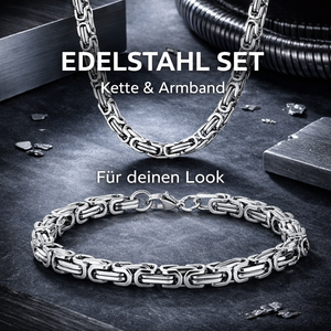 6mm Edelstahl Königs Halskette & Königs Armband