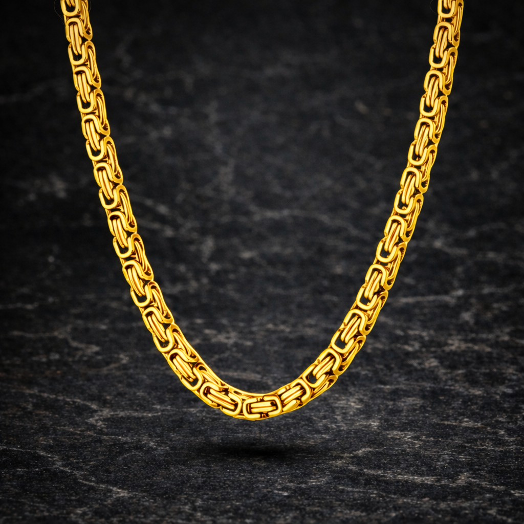 Edelstahl Goldfarbe-Set Königskette & Königsarmband 6mm