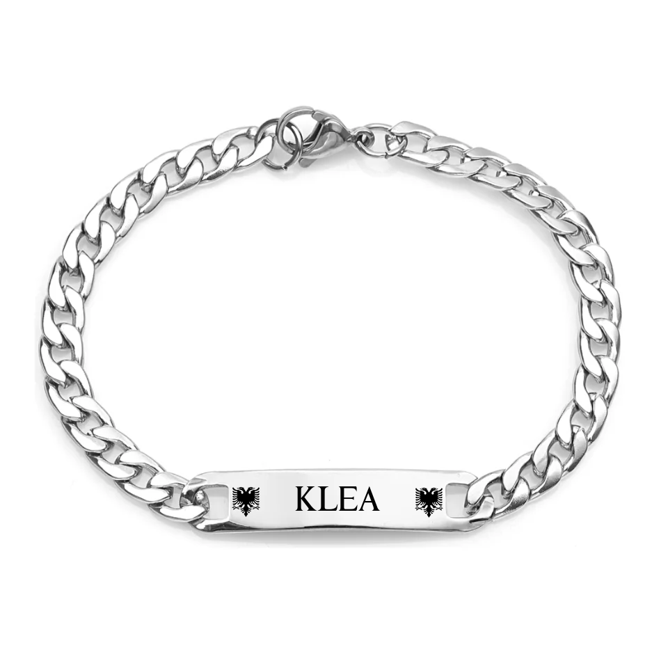 Albanien Set mit Albanischem Adler zwei Armbänder mit zwei Schlüsselanhänger Gravur Schwarz - Idlords
