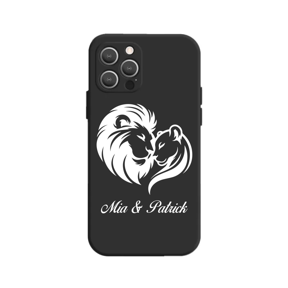 Matching Couple Phone Cases mit Namensaufdruck, ideal für Paare.