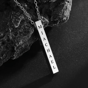 Säulen Edelstahl Halskette für Damen Gravur Schwarz - Idlords