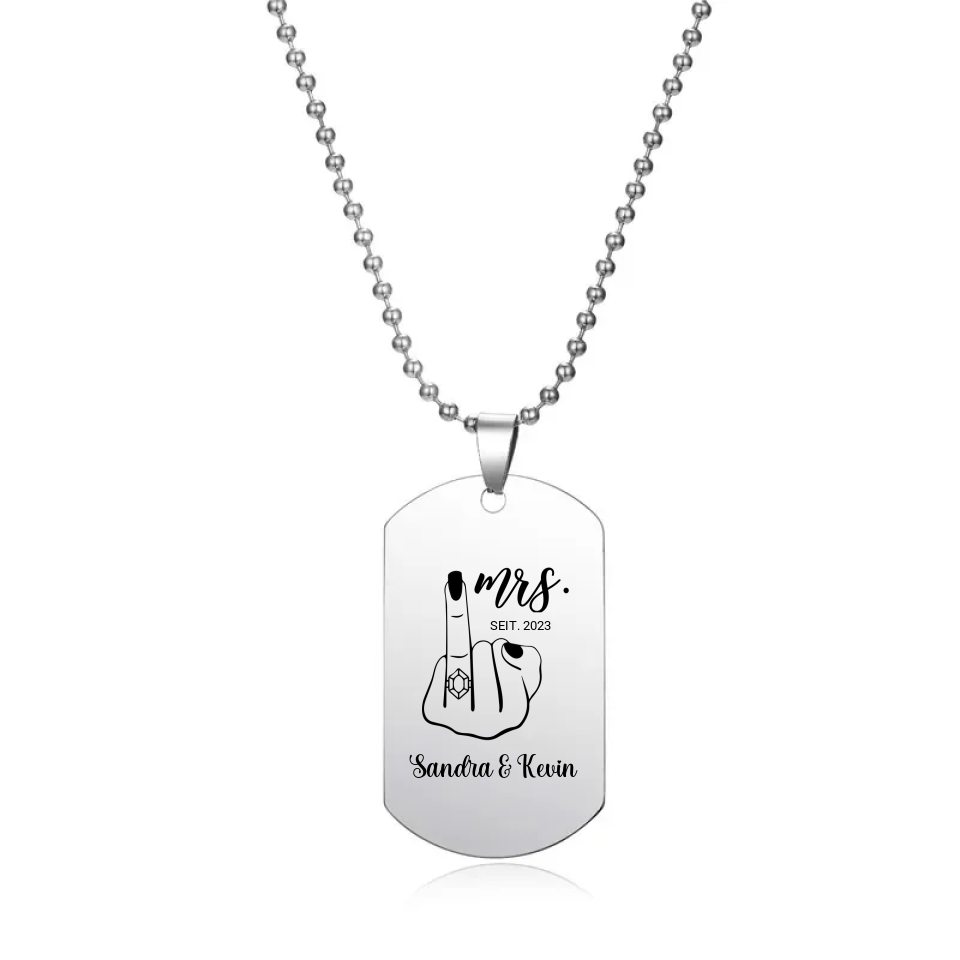 Vergeben Dog Tag Halskette für Damen Gravur Schwarz - Idlords